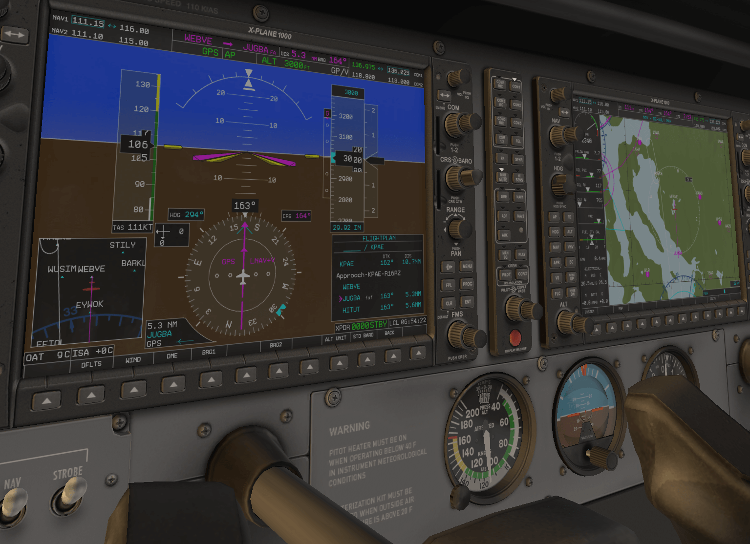 X-Plane 1110 G1000 closeup