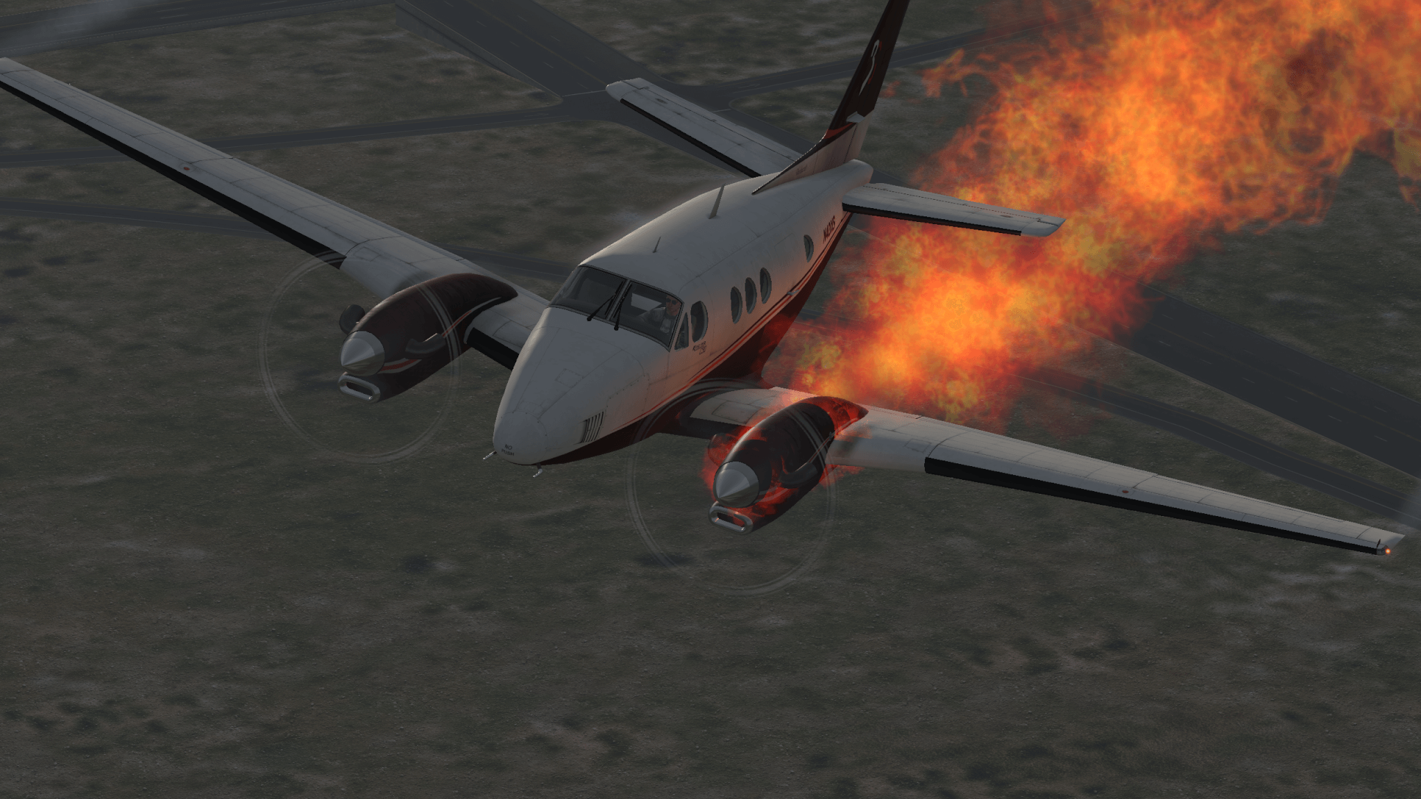 X-Plane 1130 King Air fire effect